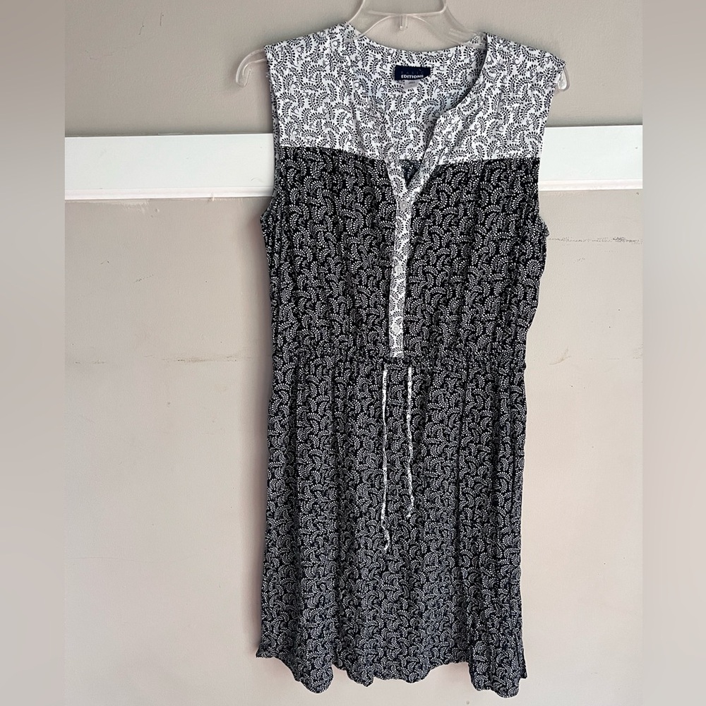 Basic Editions Black and White Patterned Mini Dress Size L